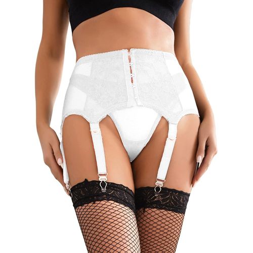 Asas-Femme Porte-Jarretelles Grande Taille Respirante Jarretelles 6 Sangles Ajustables Avec G-String Bleu 3xl-4xl