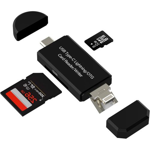 asas-Lecteur De Cartes Sd Usb C Lightning Micro Usb(4 En2)Pour Ipad Adaptateur Micro Sd Card Reader Pour Iphone 16 15 13 14 13 Pro Max Type C Camra Tf Mmoire Photos Pour Apple Connecteur Android