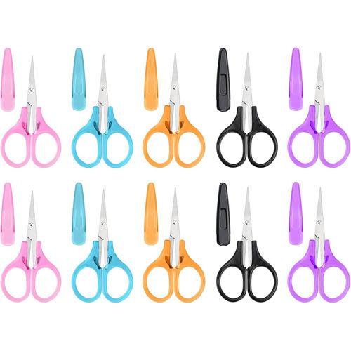 Asas-Lot De 10 Mini Ciseaux De Bricolage Avec tui De Protection En Acier Inoxydable-Ciseaux Polyvalents Pour Couper Du Papier,Scrapbooking,Couture,Travail D'art