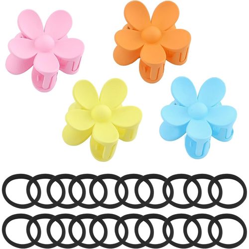 Asas-Lot De 20 Pinces  Cheveux En Forme De Fleur Pour Femmes Et Filles-Pinces  Cheveux De Taille Moyenne Avec 20 lastiques Pour Cheveux pais Et Fins-7,6cm-Lumineux