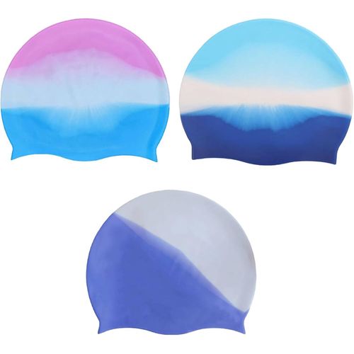 Asas-Lot De 3 Bonnets De Bain Pour Enfants-Bonnet De Bain Pour Garon Et Fille-Extensible Et Confortable-Pour Cheveux Longs Et Courts-En Silicone Impermable-Color-Pour Garons Et Filles