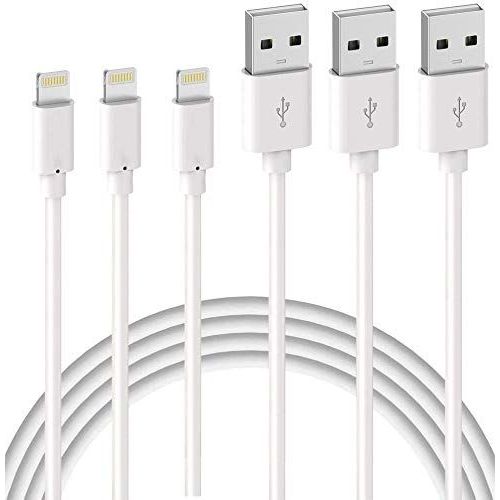 Asas-Lot De 3 Cble De Chargeur Iphone 1m,Mfi Certifi,Fil Lightning Charge Rapide Pour Iphone 11 Pro Xs Max Xr X 8 7 6s Plus/8 7 6s 6 5 Se 5c/Ipad Pro/Airpods Pro,Cordon Blanc