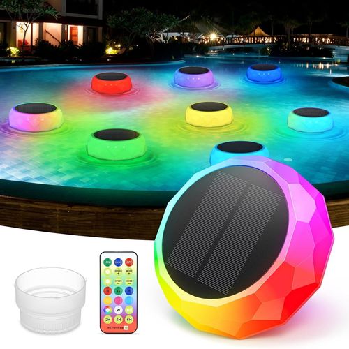 Asas-Lumiere Solaires Piscine,Lampe Piscine Rgb  Couleur Changeante Avec Tlcommande,tanches Ip68,clairage De Piscine Led Extrieure,Spa,Fte,Patio,Jardin,Diffuseur De Chlore