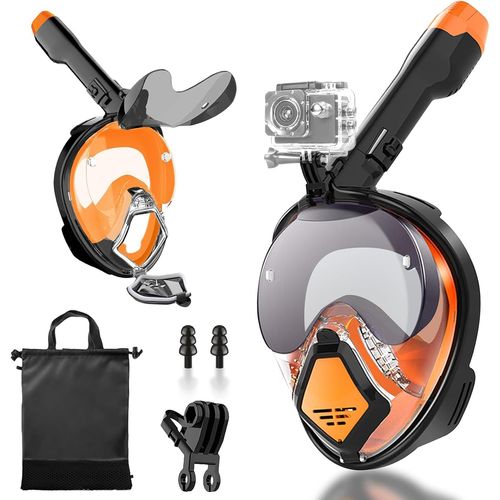 Asas-Masque De Plonge Avec Tuba Pour Adultes,Masque De Plonge Antibue  180 Degrs,Masque De Plonge Complet Avec Support Pour Camra De Sport Pour La Plonge Avec Tuba,La Natation Et La Plonge