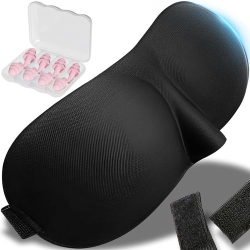 Asas-Masque De Sommeil Rglable Avec 10 Bouchons Pour Dormir,Masque De Sommeil Doux Et Confortable En Soie Avec Lot De 10 Bouchons Anti-Bruit Pour Homme Et Femme Set De Repos
