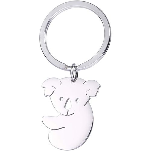 Asas-Porte-Cls Creux En Acier Inoxydable Avec Breloque Koala Doux Pour Dcoration De Sac  Main,Argent.,W25/H32