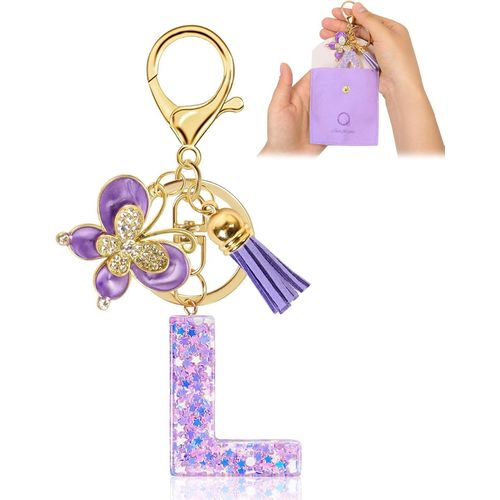 Asas-Porte-Cls Pour Fille Lettre Initiale Porte-Cls Porte Clef Femme Porte Cl Fille Cadeau Avec Pendentif Papillon Et Pampille Pour Femme Pour Sac  Dos Cartable