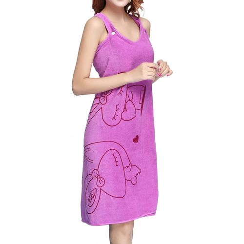 Asas-Serviette De Bain Absorbante Peignoir Serviette De Bain Serviette De Bain En Microfibre,Jupe De Bain Fronde,Serviette De Bain Avec Motif Lapin,135 * 80cm,Jupe De Bain Pour Femme(Rose Pourpre)