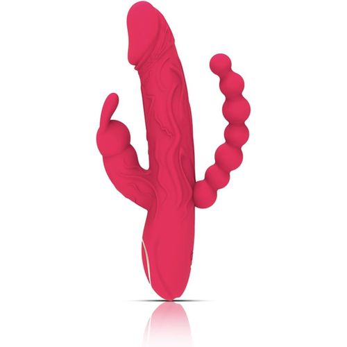 Asas-Vibromasseur Gode 3 En 1 Pour Femme Stimulateur Clitoridien Et Anal Avec 10 Modes De Vibration Masseur tanche En Silicone Pour Couple(Rouge)