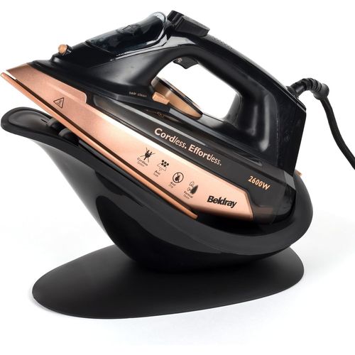 asas456-Beldray Fer  Vapeur Portatif 2 En 1-Centrale Vapeur Sans Fil,Semelle En Cramique,Rservoir DEau 300 Ml,Fonction Anti-Calcaire,Utilisation Filaire Ou Sans Fil,2600W,Rose Gold