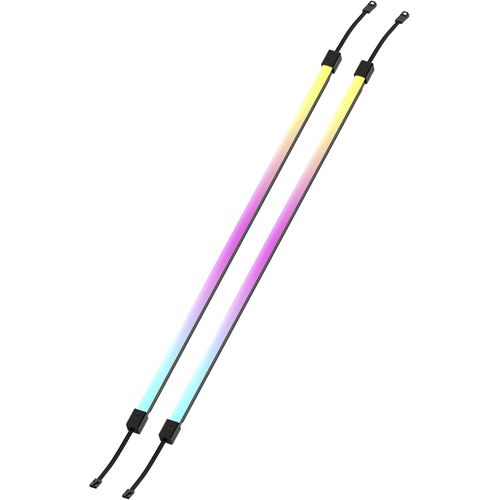 asas456-Ls430 Aurora Bandes Lumineuses Rgb 430Mm  2 Bandes De Led Rgb  Diffusion Magntique  +5V Argb Header Icue Controller  Cble Adaptateur Argb Vers Icue 3 Broches Inclus