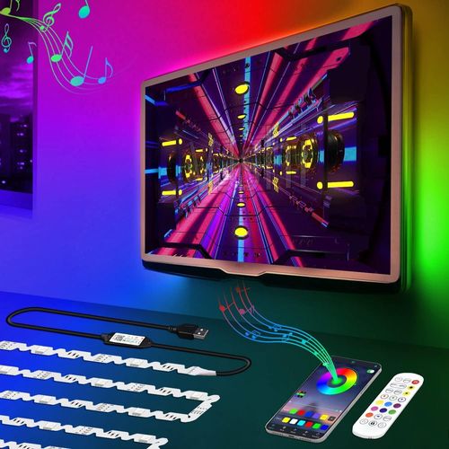 Asas456-Rtroclairage Led Pour Tv,3 M,Bande Led 27 Pouces,Tv 40  50 Pouces,Contrle Par Application,Bande Led Rvb Usb Pour Tlviseur,cran Pc,Chambre  Coucher,Salle De Jeux