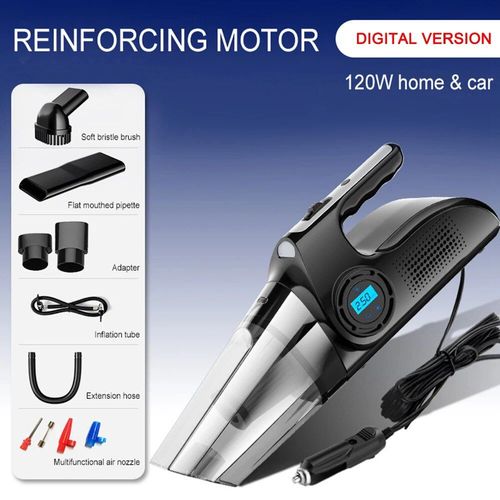 Aspirateur  Main Portable Pour Voiture,6000pa,Pompe  Air 120w,Dtection Automatique De La Pression Des Pneus,Compresseur D'air Puissant - Type Wired-02