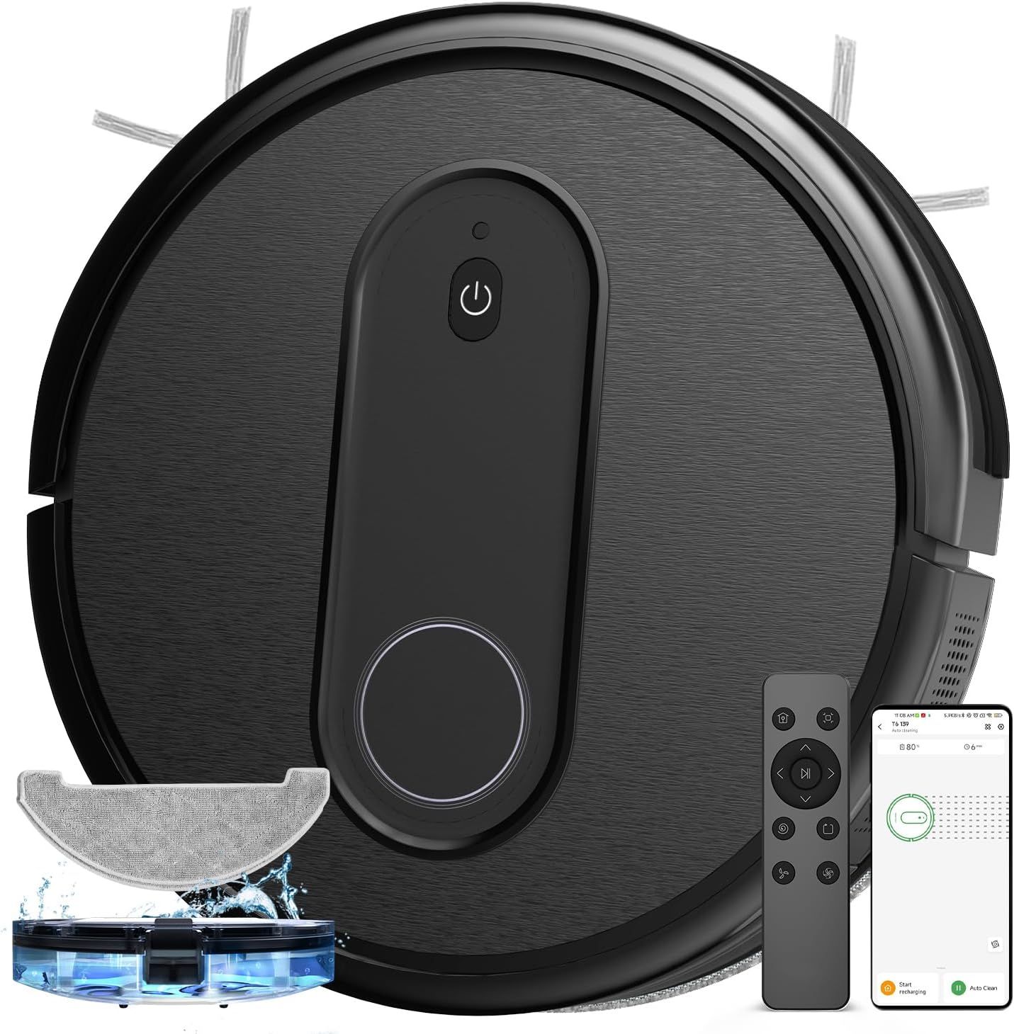 Aspirateur Robot 3000Pa, Robot Aspirateur Laveur 2 En 1, Robot Aspirateur Aspiration Puissante 120Min D'Autonomie, Ultra-Mince Silencieux, Connect Par Alexa/App/Ifttt,Idal Pourta[ASP6180608]