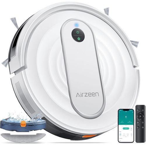 Aspirateur Robot,4000Pa Robot Aspirateur Laveur Avec Nettoyage,Tlcommande/Contrle App,Ultra Fin Et Silencieux, Recharge Automatique,Adapt Aux Poils D'Animaux Et Aux Tapis[ASP6180281]