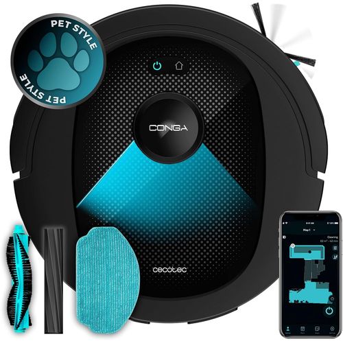 Aspirateur Robot Conga 8490 Ultimate Ultra Power. Robot Aspirateur Laveur Technologie Laser, 4 En 1, 7000 Pa, 170 Min D'Autonomie, Brosse Silicone,App Et Assistants Virtuels[ASP6180814]