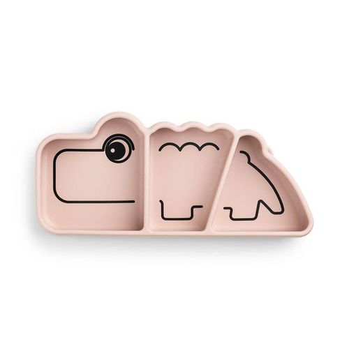 Assiette Bb Compartimente En Silicone Croco Rose - Done By Deer