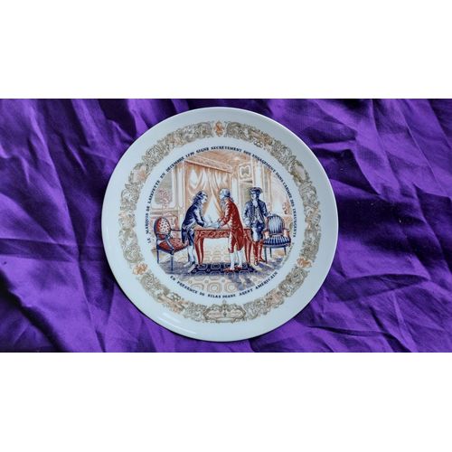 Assiette Marquis De Lafayette 7 Dcembre 1776 En Porcelaine De Limoges Fait  La Main Numrote N 152 Premire dition 21.2 Cm 307 Grammes