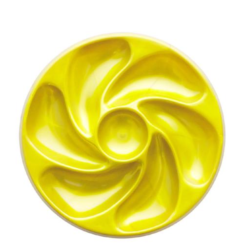 Assiettes A Huitres Jaune 6 Compartiments +1 Pour Le Citron, Sauce. Fabrication Franaise Diamtre 20 Cm