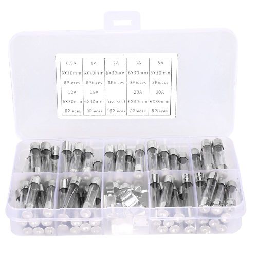 Assortiment De 72 Fusibles A Tube En Verre 6 X 30 Mm 0,5/1/2/3/5/10/15/20/30 A Avec Boite En Plastique