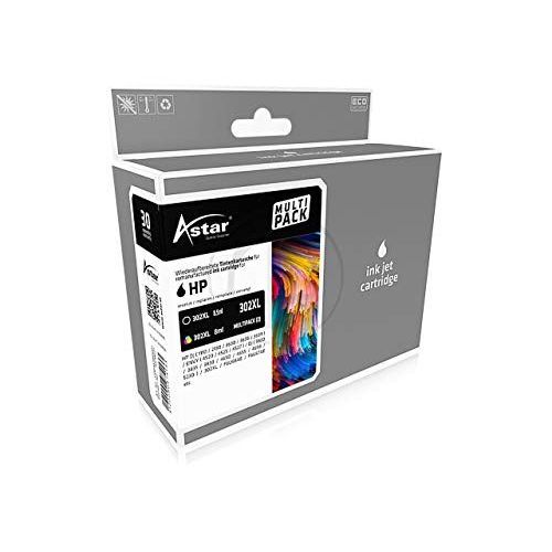 Astar As70027 Appropri Pour Hp Oj3830 Encre Multicouleur Compatible Aussi F6u68ae/F6u67ae/302xl 1x8, 5ml Noir/1x8ml Couleur