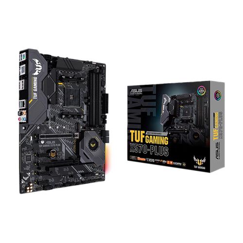 ASUS AM4 TUF GAMING X570-Plus ATX avec PCIe 4.0, Dual M.2, 12+2 avec Dr. MOS Power Stage, HDMI, DP, SATA 6 Gb/s, USB 3.2 Gen 2 et eclairage Aura Sync RGB Carte mere