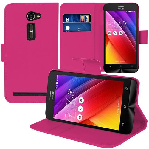 Etui Portefeuille Pour Asus Zenfone 2 Ze500cl/ Zenfone 2e Z00d Support Video Cuir Pu - Rose