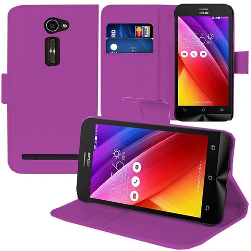 Etui Portefeuille Pour Asus Zenfone 2 Ze500cl/ Zenfone 2e Z00d Support Video Cuir Pu - Violet