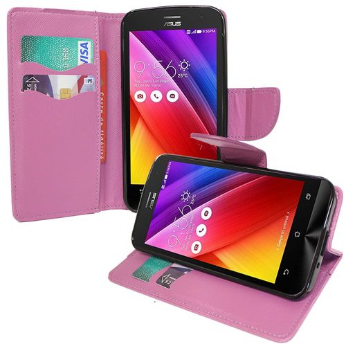 Etui Portefeuille Pour Asus Zenfone 2 Ze500cl/ Zenfone 2e Z00d Support Video Cuir Pu Effet Tissu - Violet