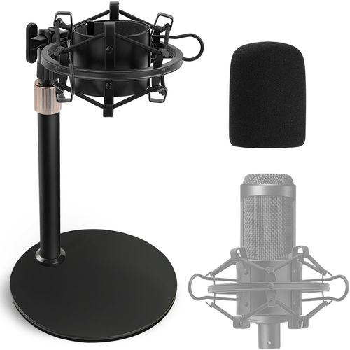 AT2020 Support de Microphone, Rglable Pied de Micro Audio Technica Avec Filter Anti-Pop Suspension Antichoc pour AT2020USB+ AT2035 ATR2500X AT2020V
