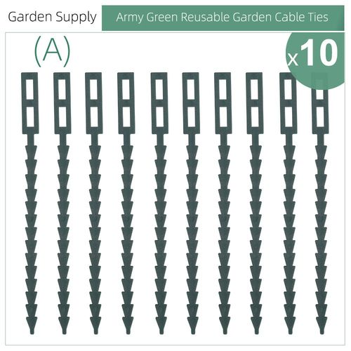 Attaches De Cble De Jardin Rutilisables Vert Arme Pour Plantes, Ruban De Verrouillage En Nylon Rglable, Support D'arbre, Ligne De Fixation D'arbuste, 11 Cm, 13 Cm, 17 Cm, 23cm