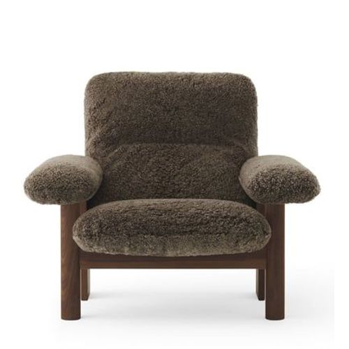 Audo - Fauteuil Lounge Et Ottoman Brasilia - Sheepskin - Chne Fonc - Marron