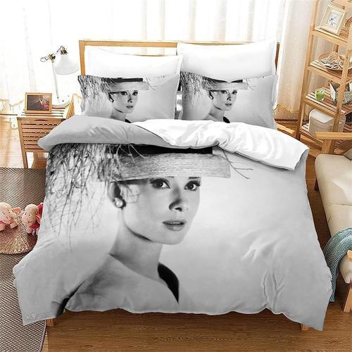 Audrey Hepburn Parure De Lit En Microfibre, Housse De Couette X Cm Et Taie D'oreiller Pour Gar?On Fille Et Enfant (A, X Cm + X Cm X )