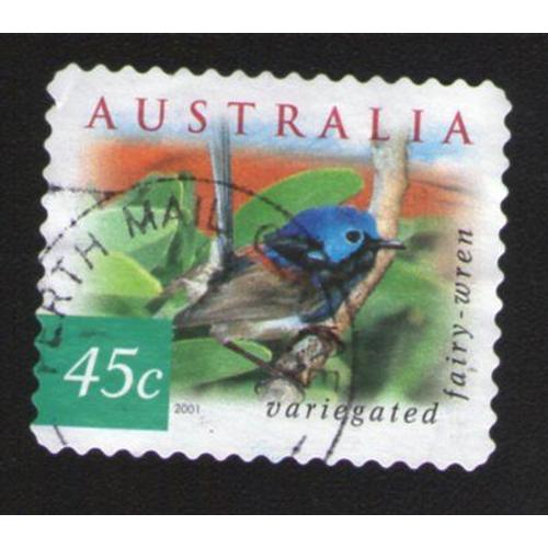 Australie 2001 Oblitration Ronde Used Stamp Oiseau Bird Variegated Fairy Wren Mrion De Lambert
