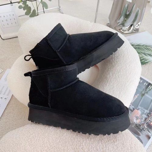 Australie-Pantoufles En Fourrure Tazzy Pour Femmes,Bottes De Neige Classiques,Ultra Mini,Daim,Laine,Tasman,Chaud, Enfiler,Chaussures Grises,Plate-Forme,Hiver - 42