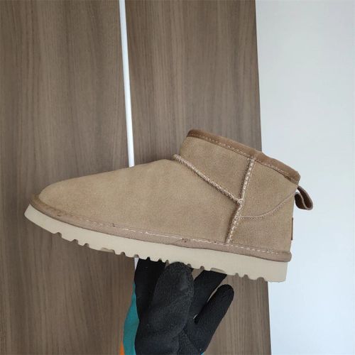 Australie-Pantoufles En Fourrure Tazzy Pour Femmes,Bottes De Neige Classiques,Ultra Mini,Daim,Laine,Tasman,Chaud, Enfiler,Chaussures Grises,Plate-Forme,Hiver - 36