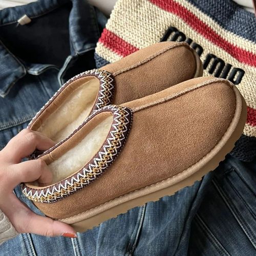 Australie-Pantoufles En Fourrure Tazzy Pour Femmes,Bottes De Neige Classiques,Ultra Mini,Daim,Laine,Tasman,Chaud, Enfiler,Chaussures Grises,Plate-Forme,Hiver - 41