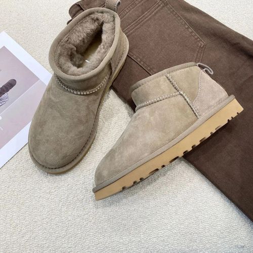 Australie-Pantoufles En Fourrure Tazzy Pour Femmes,Bottes De Neige Classiques,Ultra Mini,Daim,Laine,Tasman,Chaud, Enfiler,Chaussures Grises,Plate-Forme,Hiver - 35