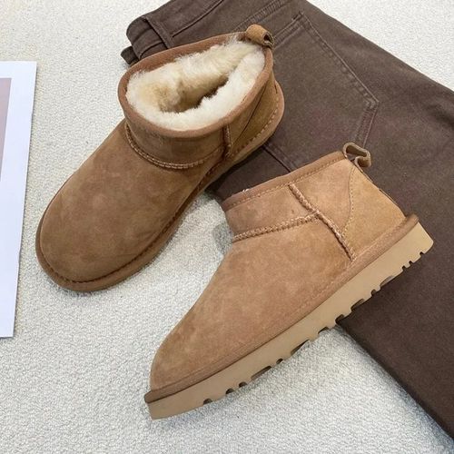 Australie-Pantoufles En Fourrure Tazzy Pour Femmes,Bottes De Neige Classiques,Ultra Mini,Daim,Laine,Tasman,Chaud, Enfiler,Chaussures Grises,Plate-Forme,Hiver - 34