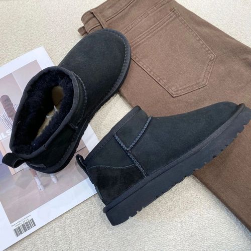 Australie-Pantoufles En Fourrure Tazzy Pour Femmes,Bottes De Neige Classiques,Ultra Mini,Daim,Laine,Tasman,Chaud, Enfiler,Chaussures Grises,Plate-Forme,Hiver - 41
