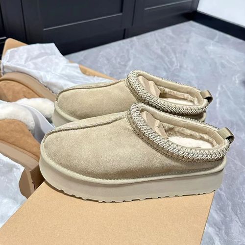 Australie-Pantoufles En Fourrure Tazzy Pour Femmes,Bottes De Neige Classiques,Ultra Mini,Daim,Laine,Tasman,Chaud, Enfiler,Chaussures Grises,Plate-Forme,Hiver - 41