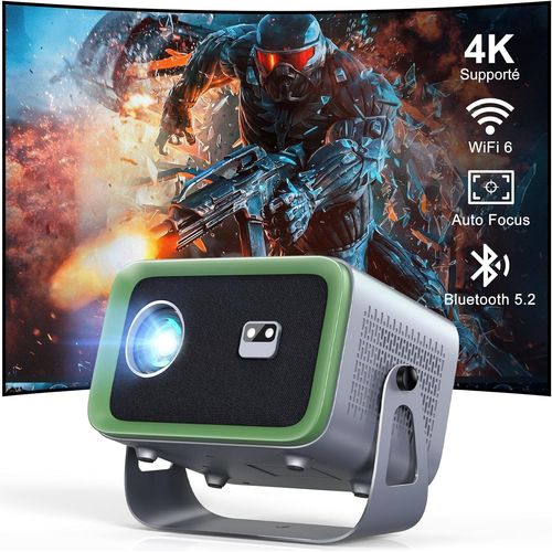 Auto Focus/Keystone Videoprojecteur 4K Support Wifi6 Bluetooth,360Rotating & Zoom 50%,18000L Smart Projecteur Video Full Hd 1080P,Mini Retroprojecteur Portable 300