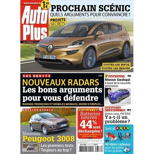 Auto Plus-Nouveau Peugeot 3008-Nissan Qashqai Nouvelle Gnration-Prochain Scenic-Nouveaux Radars Les Bons Arguments Pour Vous Dfendre-Batteries Neuves : 44 Pour Cent Sont Dcharges-Boite Auto Vw Dsg Y At Il Un Problme ? 1317