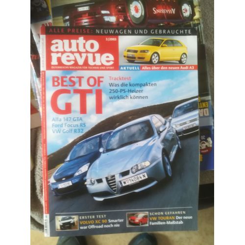 Auto Revue 3 De 2003 Smart Roadster,Touran 1.9 Tdi,Honda Accord,Fiat Stilo 1.9 Jtd Dyn,Alfa 147 Gta,Ford Focus Rs,Golf R32,Kawasaki Z1000,Phaeton W12 4motion,Audi Tt Bimoto