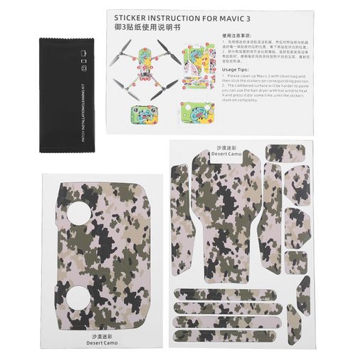 Autocollant Decoratif En Pvc Impermeable Et Reutilisable Pour Drone Dji Mavic 3, Motif Camouflage Desert
