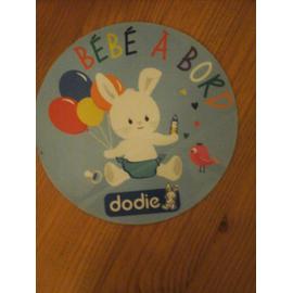 Autocollant Rond Pour Voiture Dodie Bebe A Bord Avec Lapin Blanc Assis Petit Oiseau Rouge Biberon Rakuten