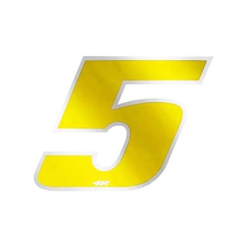 Autocollant - Numro 5 - Moto - Jaune Chrome - 100 X 130 Mm - Adhrence Garantie