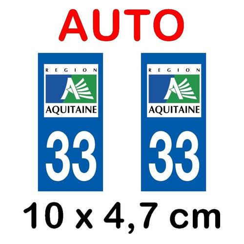 Autocollant Plaque Immatriculation Voiture Dpt 33 Gironde