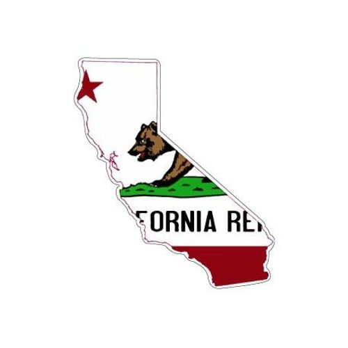 Autocollant Sticker Adhesif Voiture Drapeau Carte Californie Usa California - Taille : 17 Cm