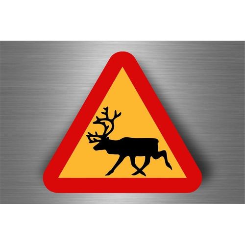 Autocollant Sticker Voiture Moto Murale Panneau Attention Danger Cerf Deer